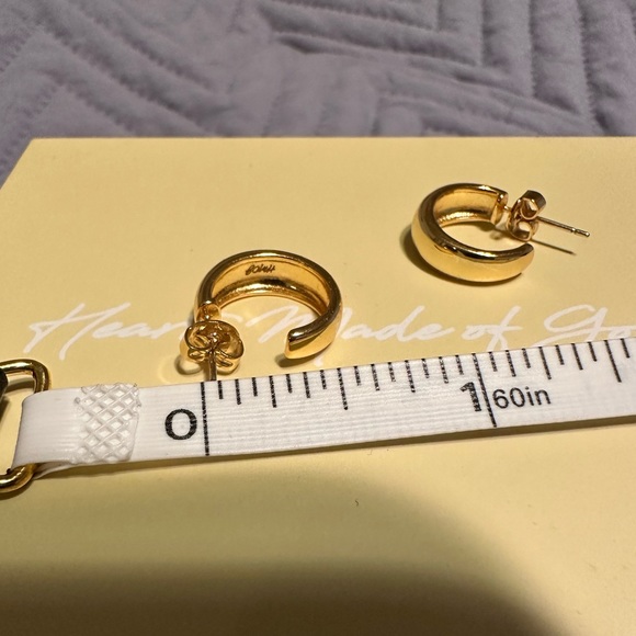 18K Gold Plated Small Dome Hoop Earrings - Picture 7 of 7